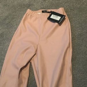 leather dusty pink pants